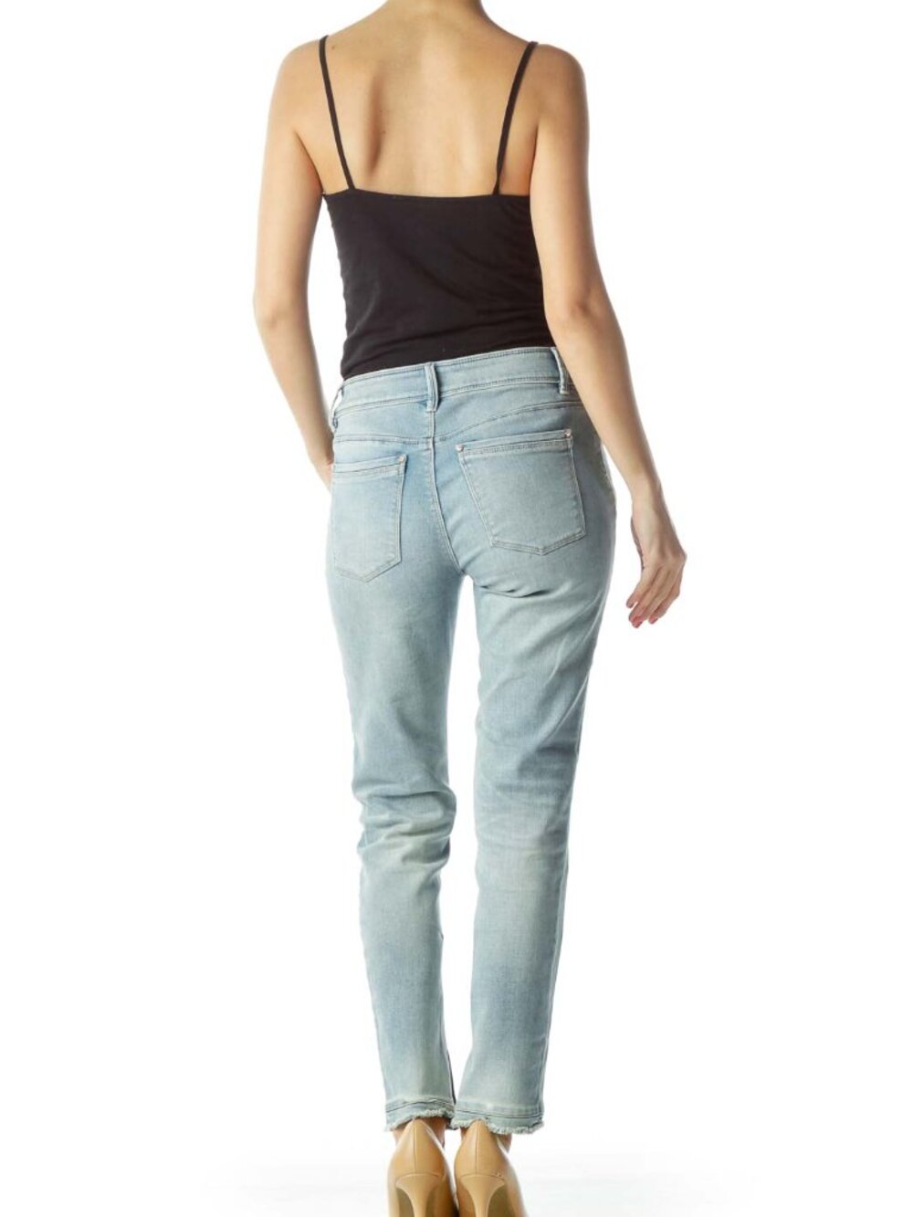 White House Black Market Light Blue Distressed Skinny Jeans - Picture 4 of 4